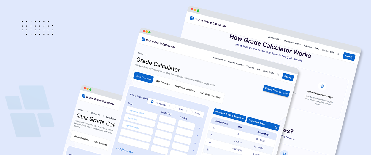 Grade Calculator portfolio slider